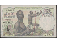 French West Africa 10 Francs 1953 Pick 37 Ref 2603