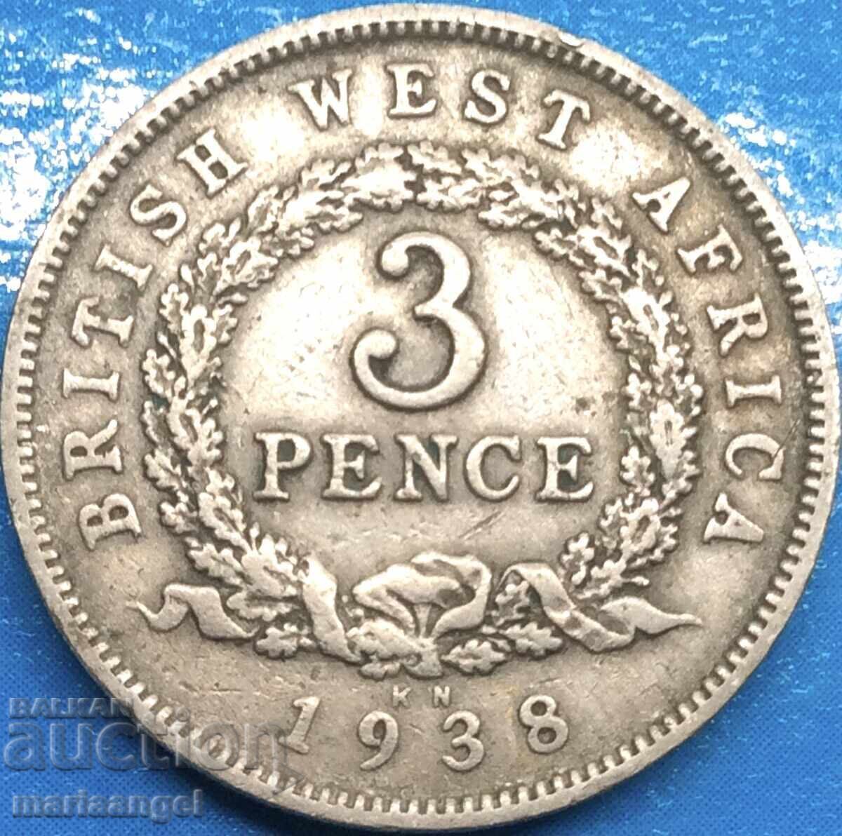 Africa de Vest Britanică 3 pence 1938 argint - 7
