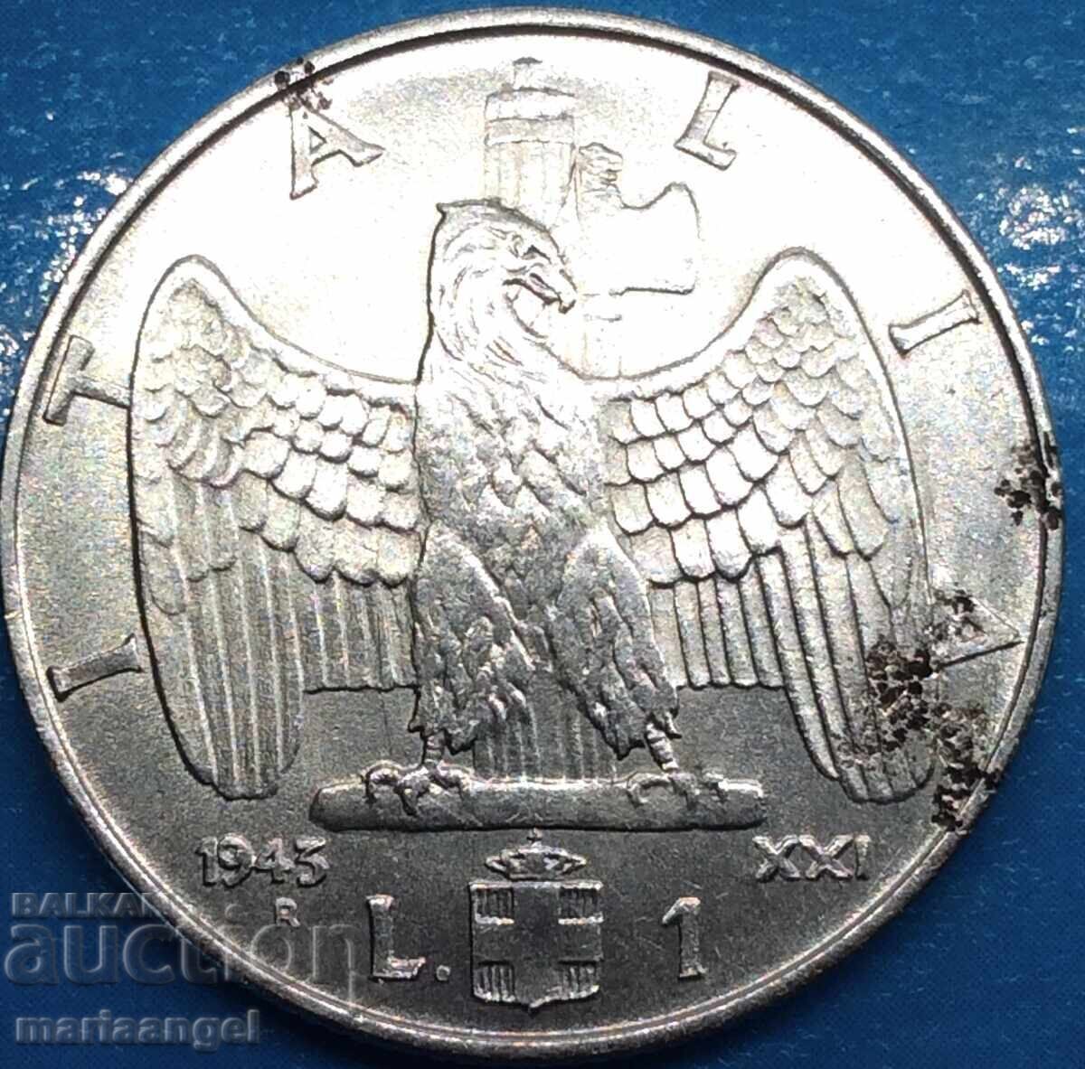 1 Λίρα 1943 Ιταλία - σπάνιο - 6