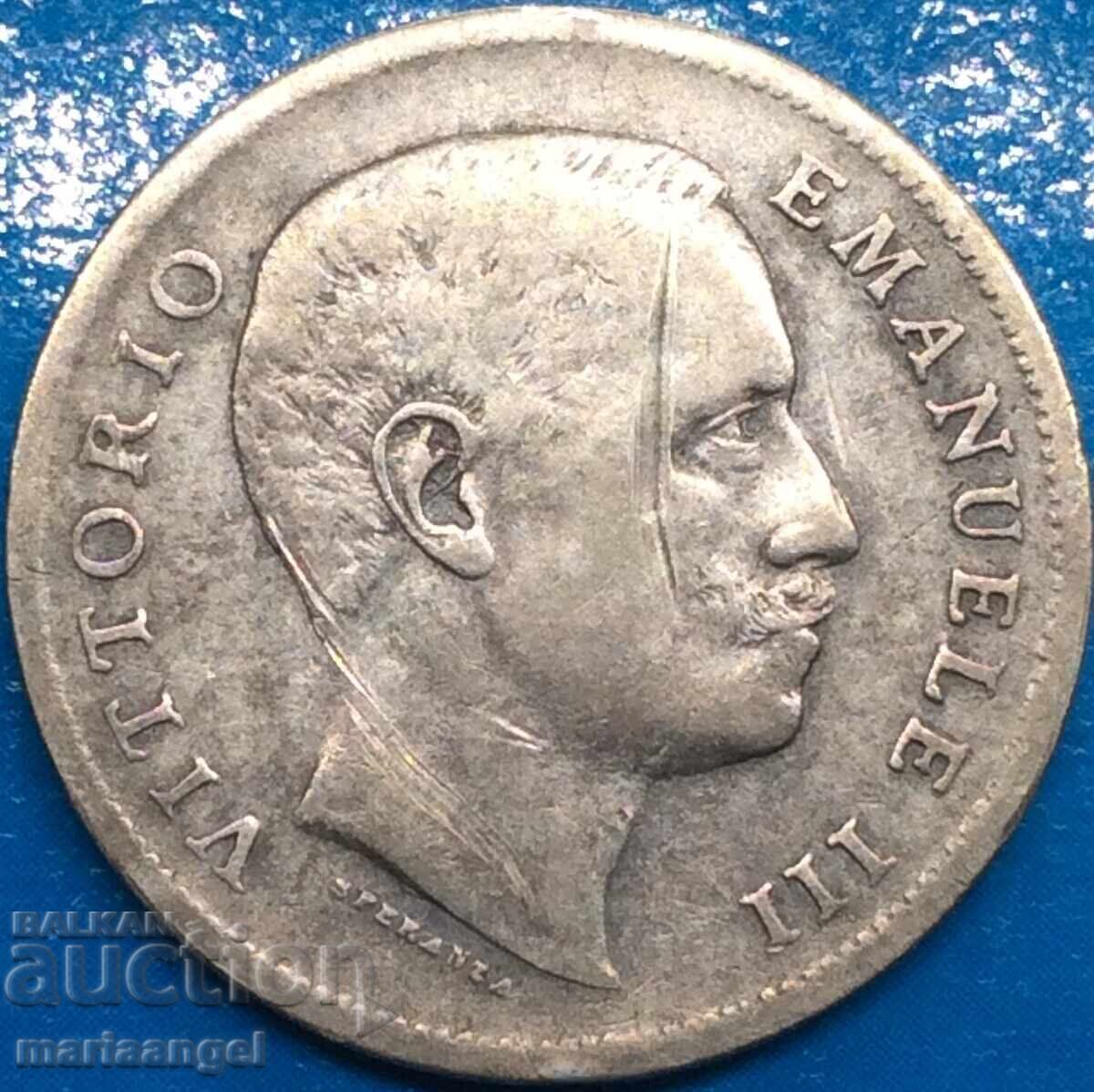 1 лира 1907 Италия Виктор Емануил сребро - доста рядка с цена 24.00 лв. | € 12.27