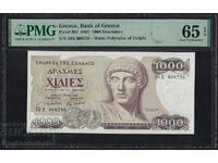 Greece 1000 Drachmas 1987 PMG 65 Uncirculated Pick 202 LOW