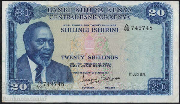 Kenya 20 șilingi 1972 Pick 8c Ref 9748 eroare de tăiere greșită Kenya 20 șilingi 1972 Pick 8c Ref 9748 eroare de tăiere greșită