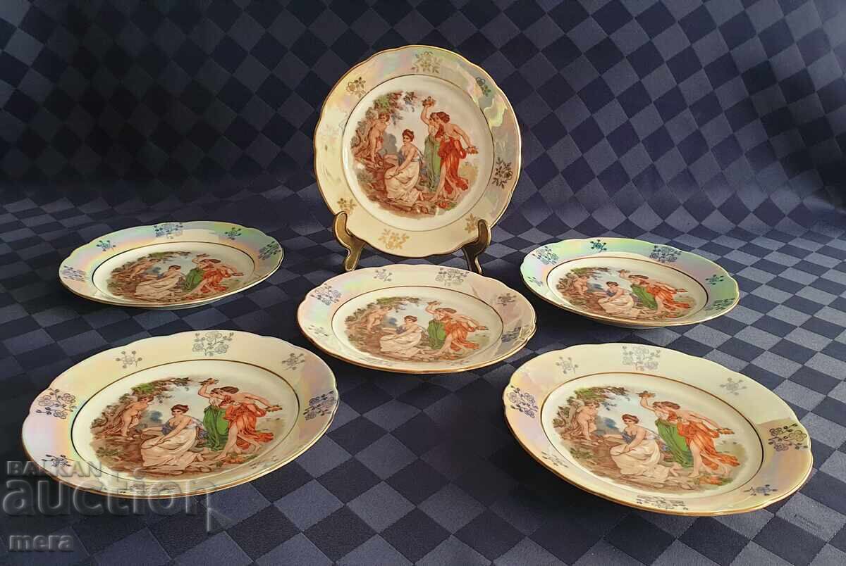 Porcelain iridescent plates - Kahla - 6 pieces