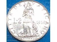 2 Lire 1956 Vatican UNC PROOF-like Pius XII