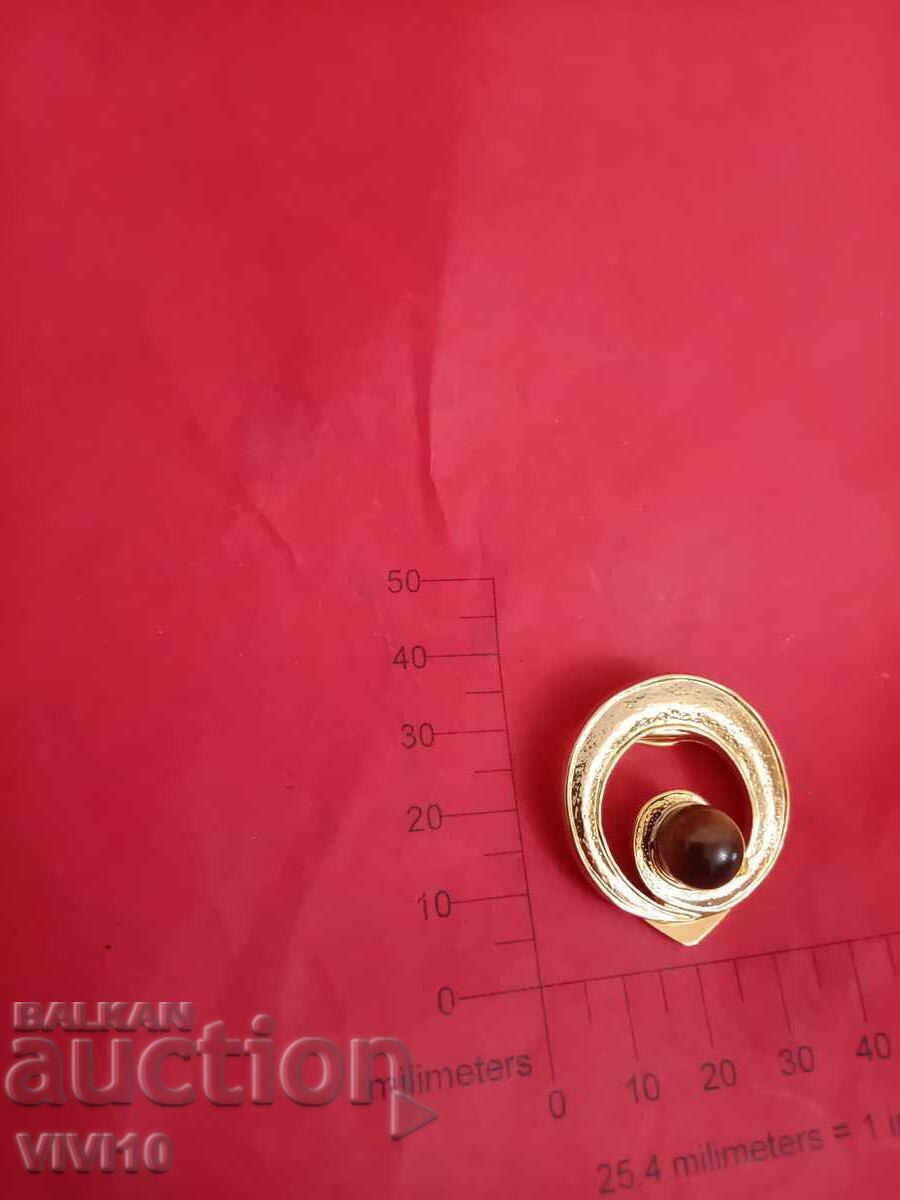 Antique brooch, clip, tiger's eye