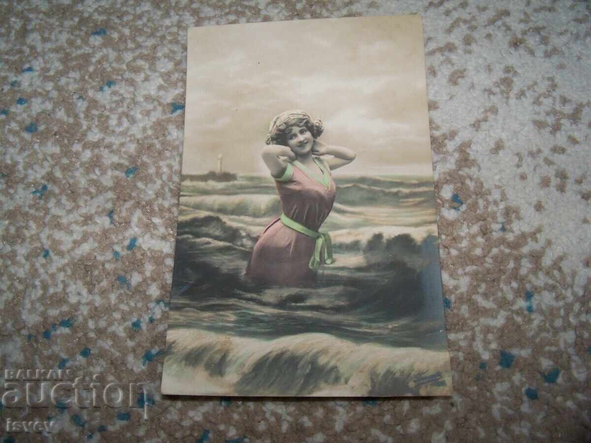 Frumoasă, veche, romantică carte poștală franceză cu vedere la mare Frumoasă, veche, romantică carte poștală franceză cu vedere la mare