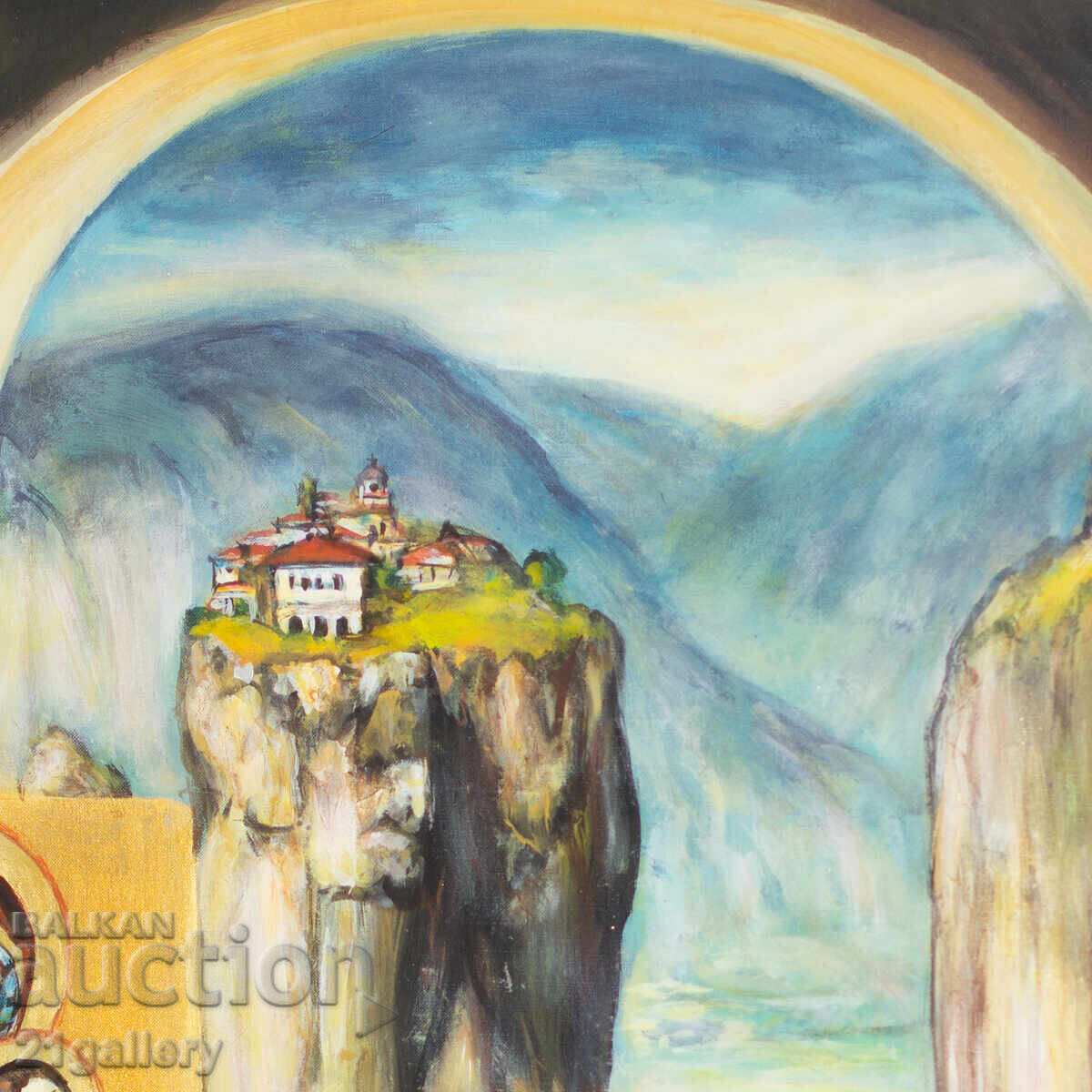 Παράδοση Έργο ζωγραφικής με λάδι, τοπίο από τα Μετέωρα Παράδοση Έργο ζωγραφικής με λάδι, τοπίο από τα Μετέωρα