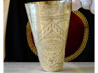 Cană veche din bronz pentru lapte bătut, halbă 700 ml