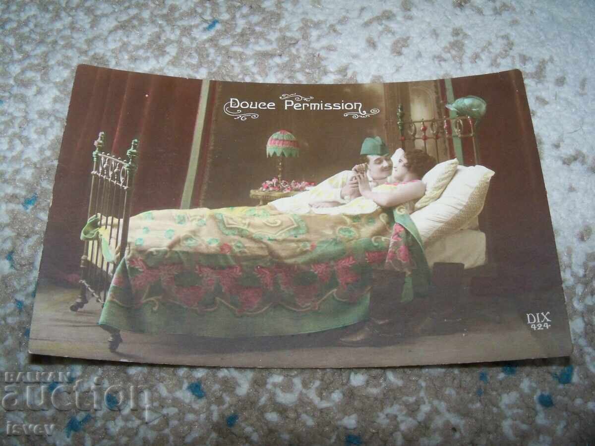 Frumoasă carte poștală erotică franceză veche, din 1916 - 5