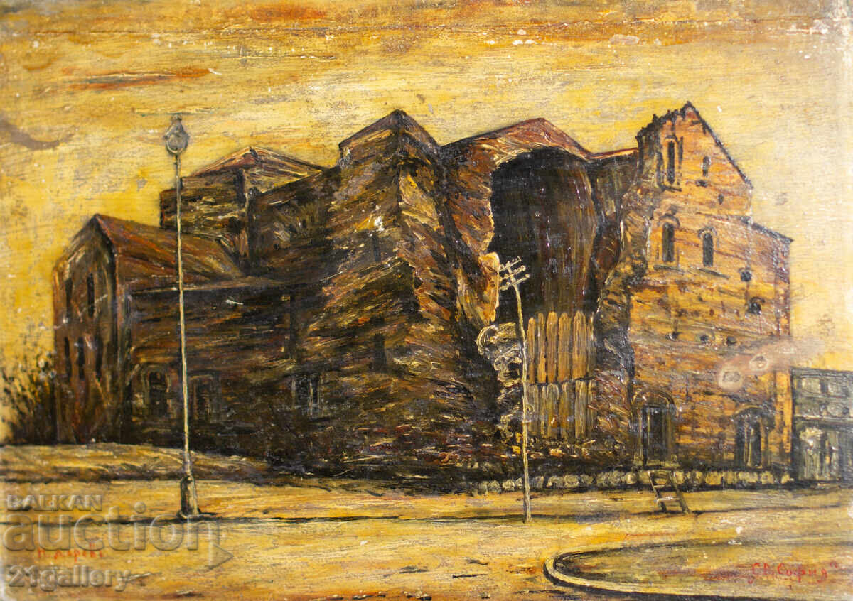 Стара маслена картина, базиликата   " Света София " с цена 450.00 лв. | € 230.08