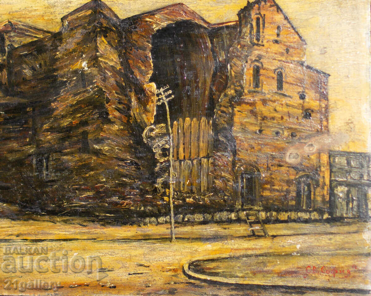 Доставка на Стара маслена картина, базиликата   " Света София "