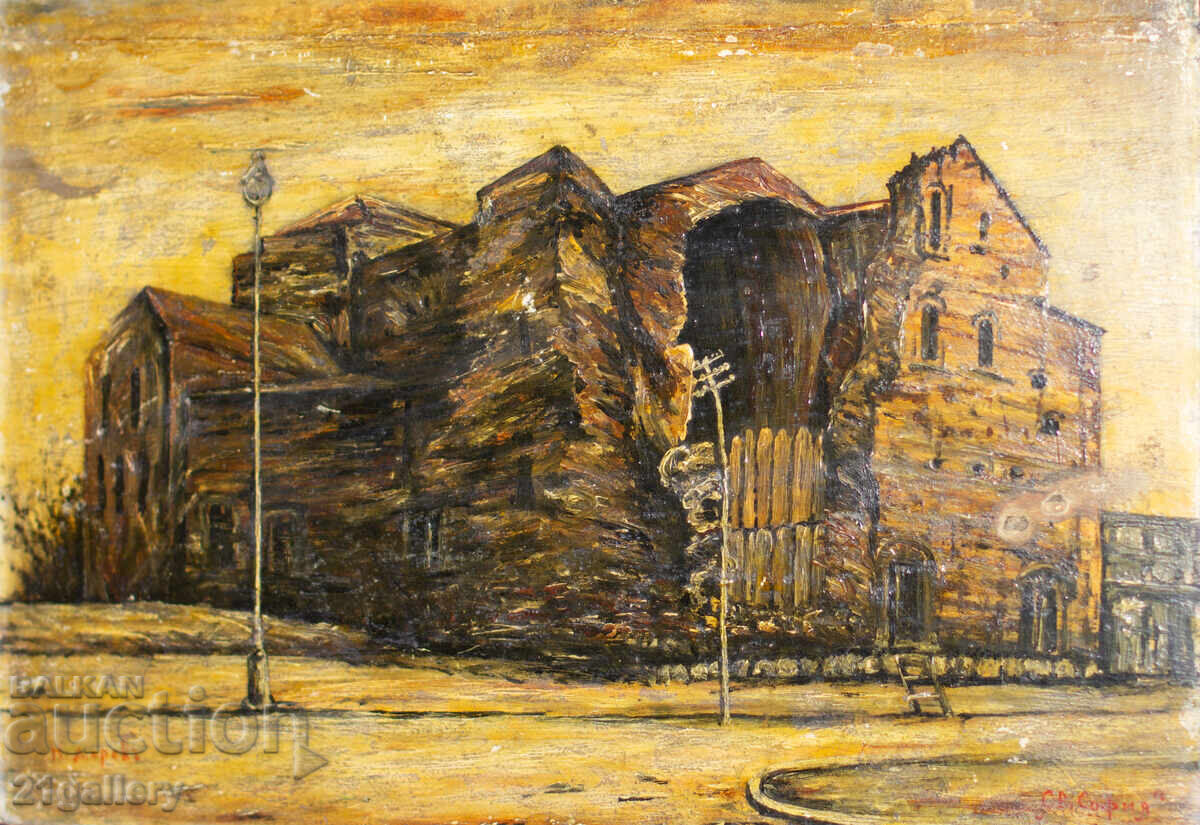 Стара маслена картина, базиликата   " Света София "