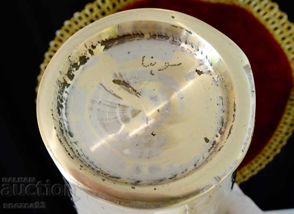 Cană veche de bronz pentru lapte bătut, halbă 1 l - 7