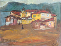 Oil painting, rural landscape 1957