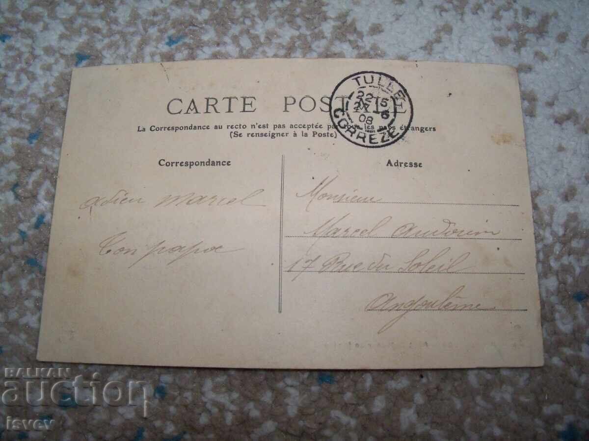 Стара френска пощенска картичка, прасета и кокошки 1908г. с цена 10.00 лв. | € 5.11