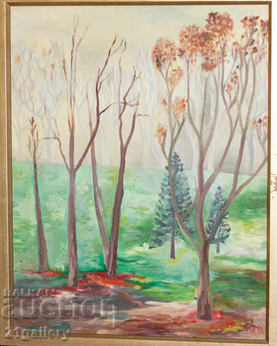 Oil painting, forest landscape with price 330.00 BGN | € 168.73