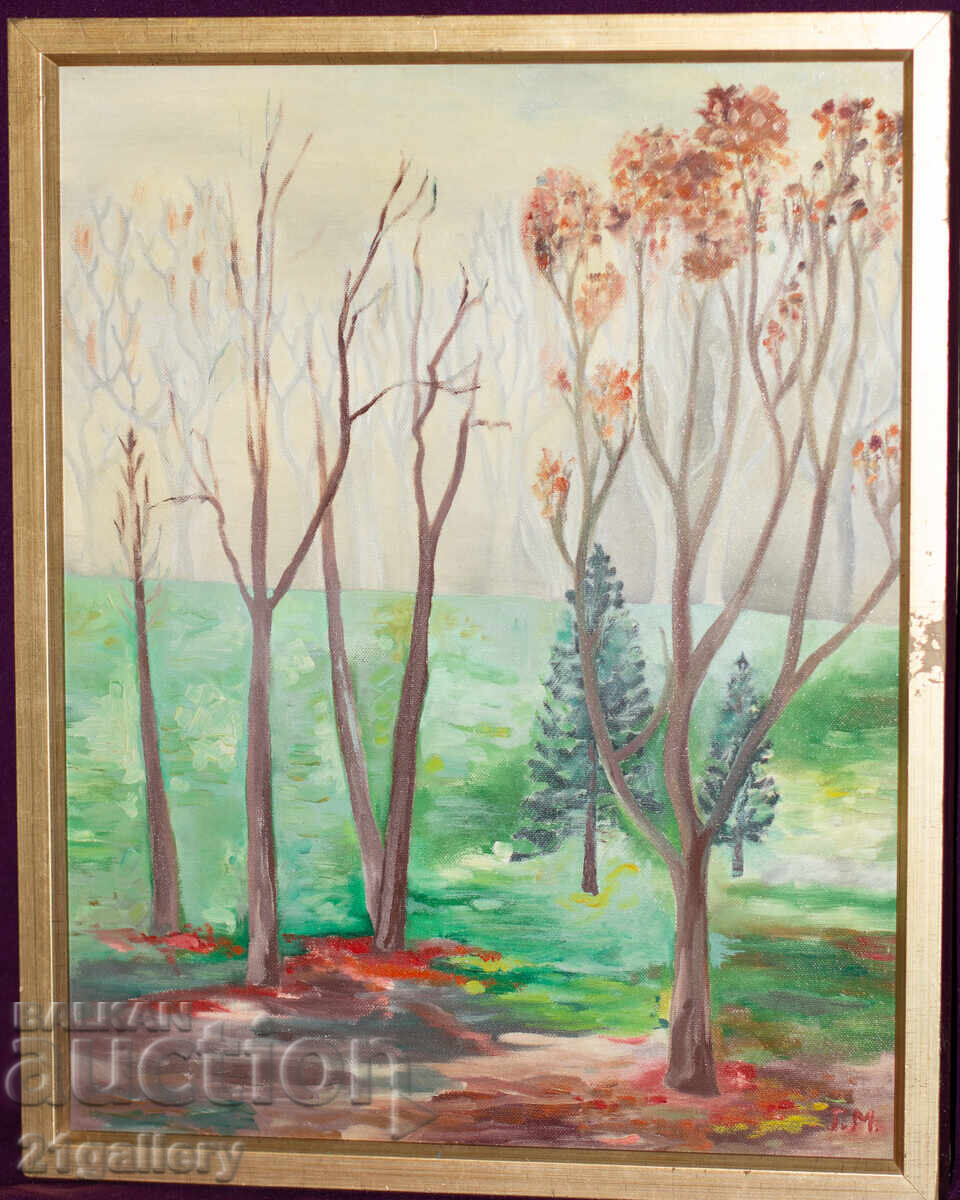 Auction  Oil painting, forest landscape