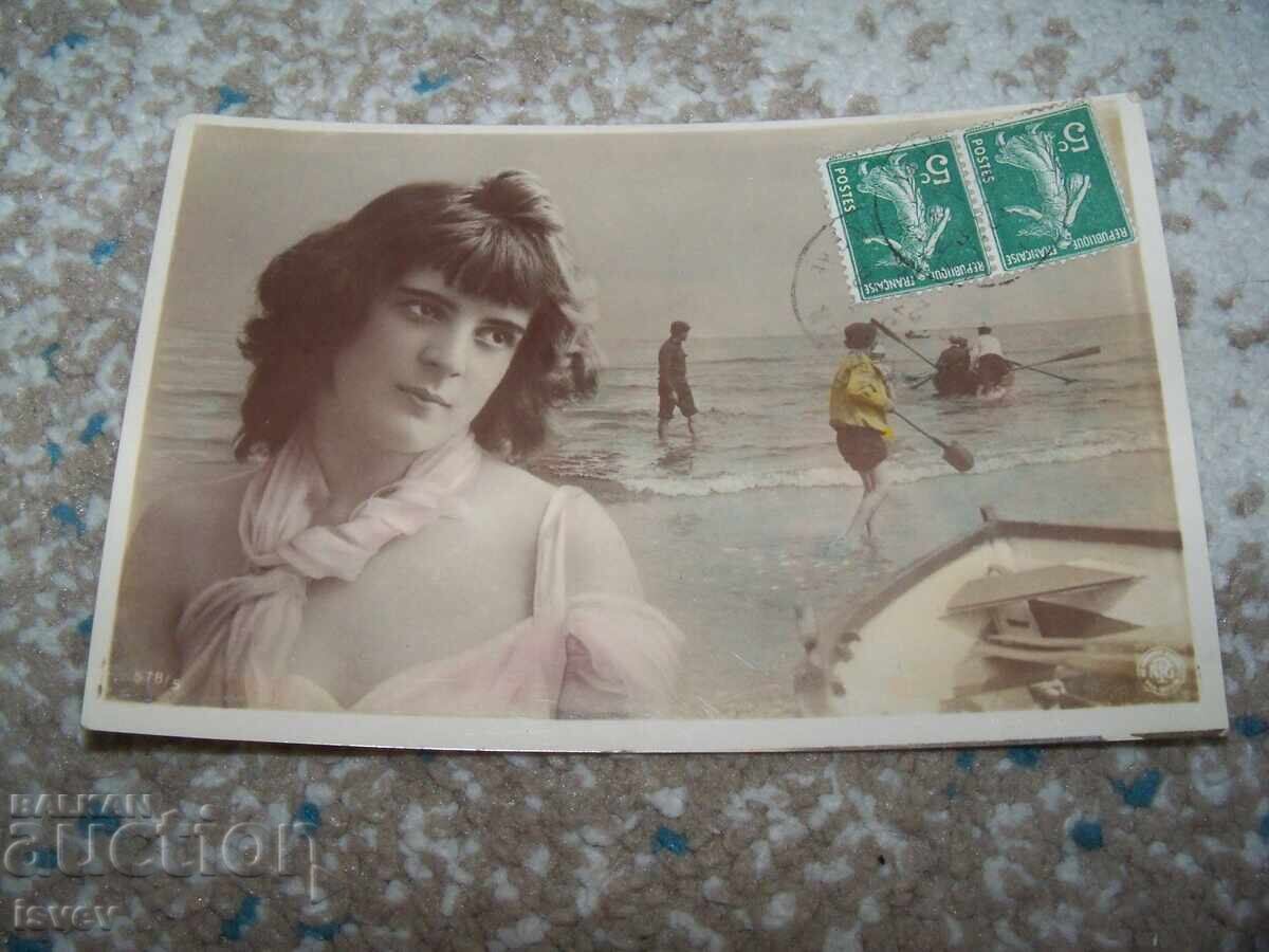 Аукцион Красива стара романтична френска пощенска картичка рибари