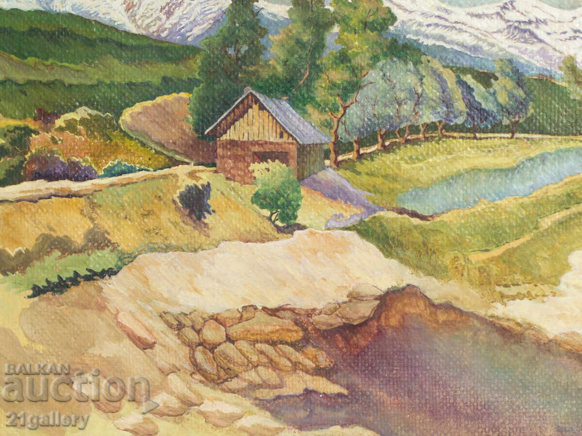 Έργο ζωγραφικής με λάδι, τοπίο υπογεγραμμένο - 5