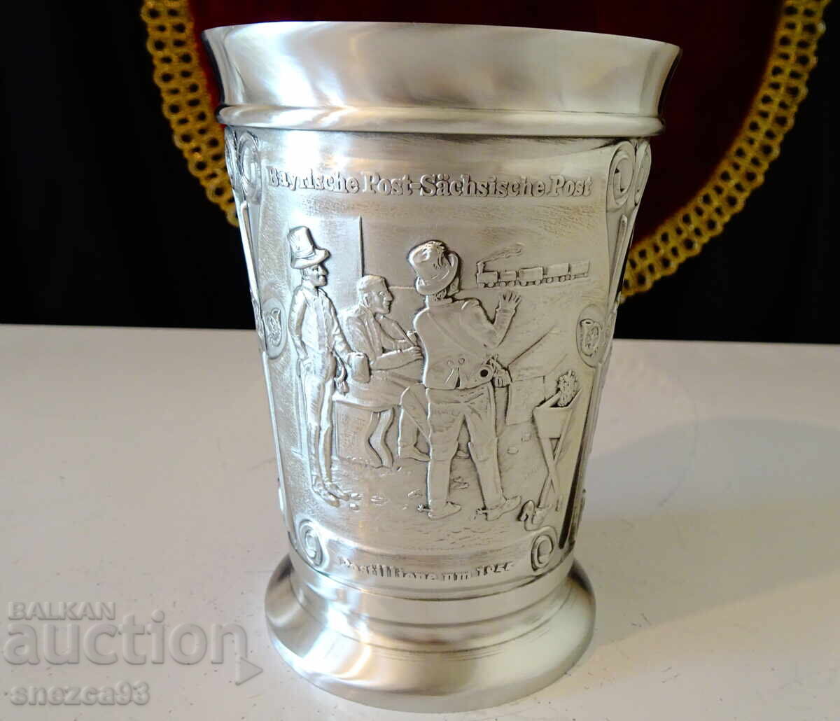 Cană de cositor, halbă 300 ml., Poșta Bavareză - 6