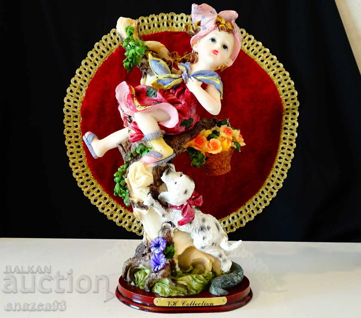 Porcelain figurine girl, dog, VH Collection