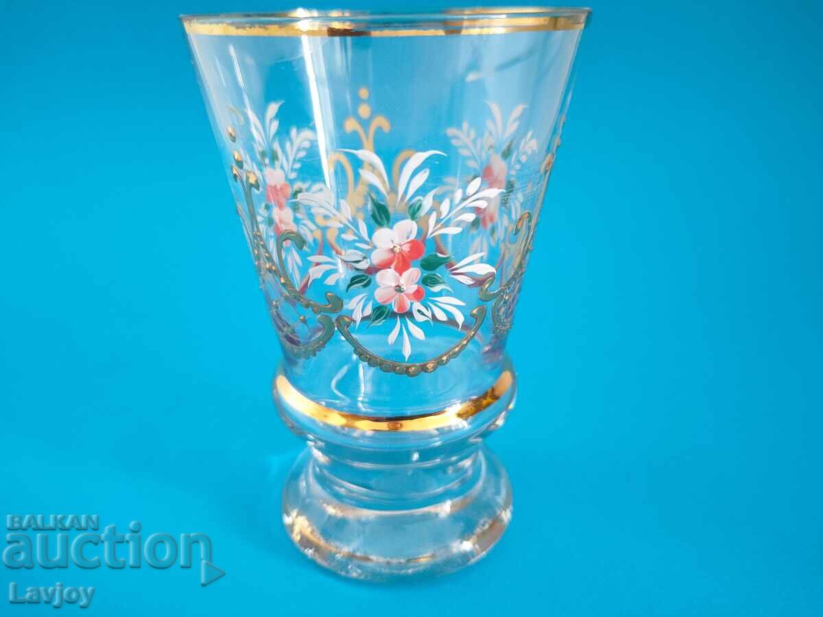 Old glass vase, gold rim, hand-painted with price 30.00 BGN | € 15.34