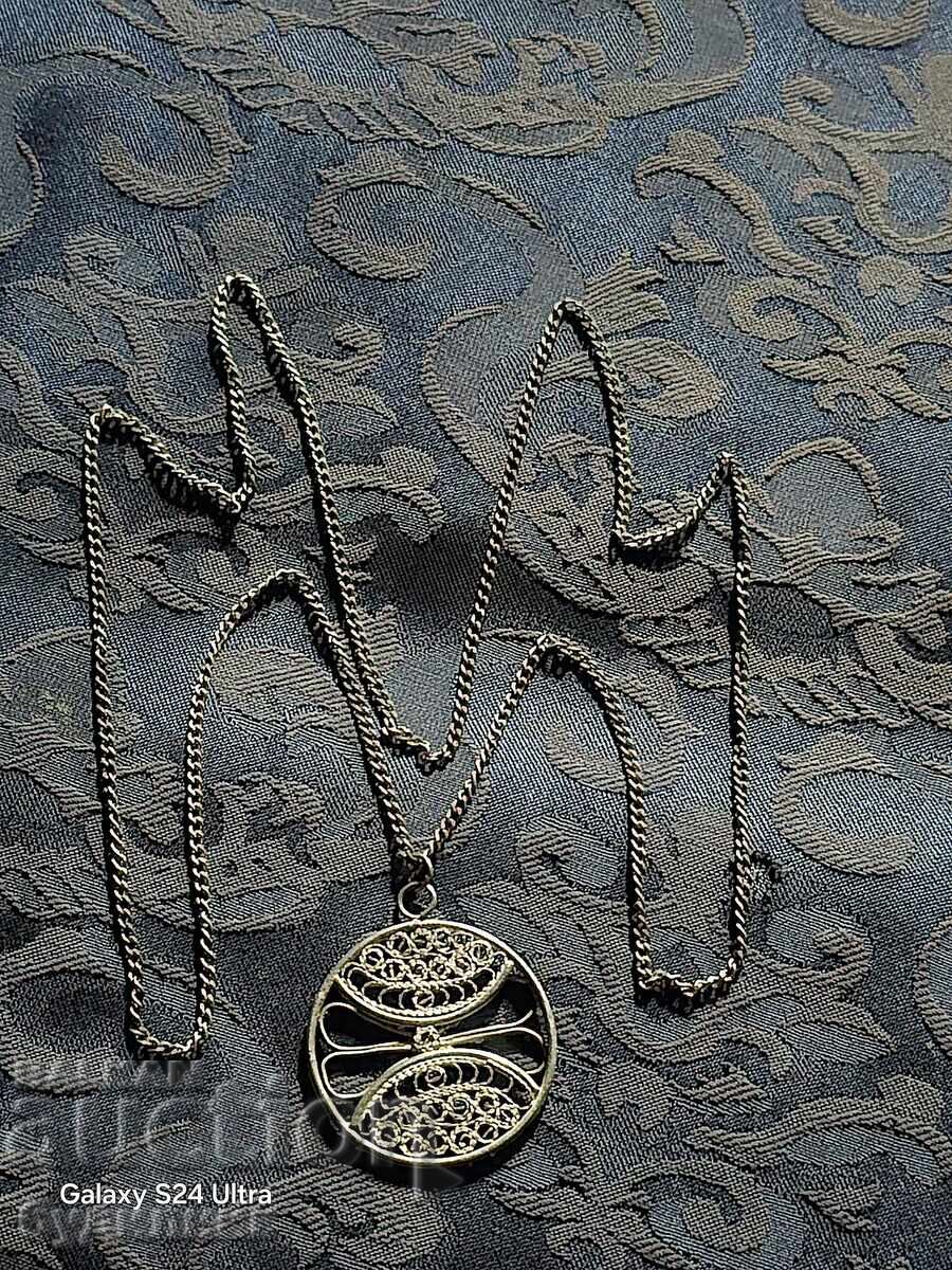 Auction Silver Massive Chain with Filigree Pendant. 65cm. Selling at Auction Silver Massive Chain with Filigree Pendant. 65cm. Selling at