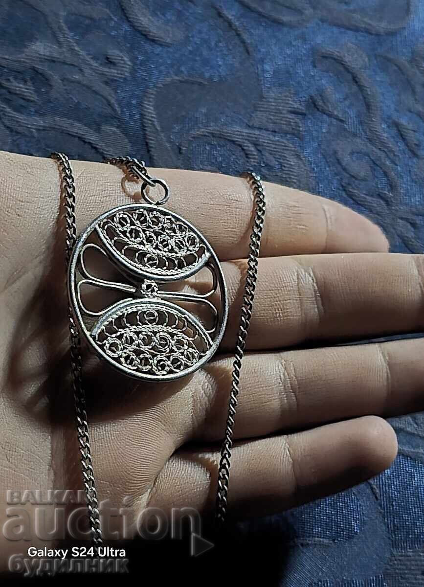 Silver Massive Chain with Filigree Pendant. 65cm. Selling at - 5 Silver Massive Chain with Filigree Pendant. 65cm. Selling at - 5