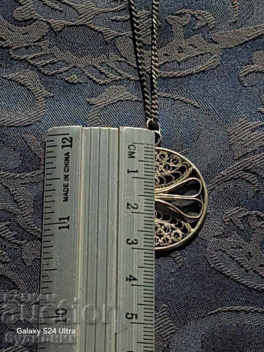 Silver Massive Chain with Filigree Pendant. 65cm. Selling at - 7 Silver Massive Chain with Filigree Pendant. 65cm. Selling at - 7