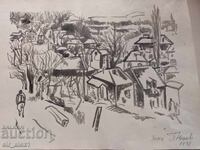 Peisaj de iarnă - Petăr Nenov, acuarelă 34/46 cm