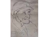 Πορτρέτο άνδρα, μολύβι - υπογεγραμμένο με αρχικά 44/35 εκ