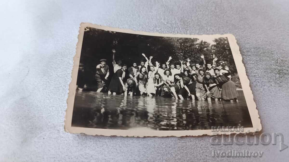 Photograph of Young Men and Women at the Luda Kamchiya River, 1944