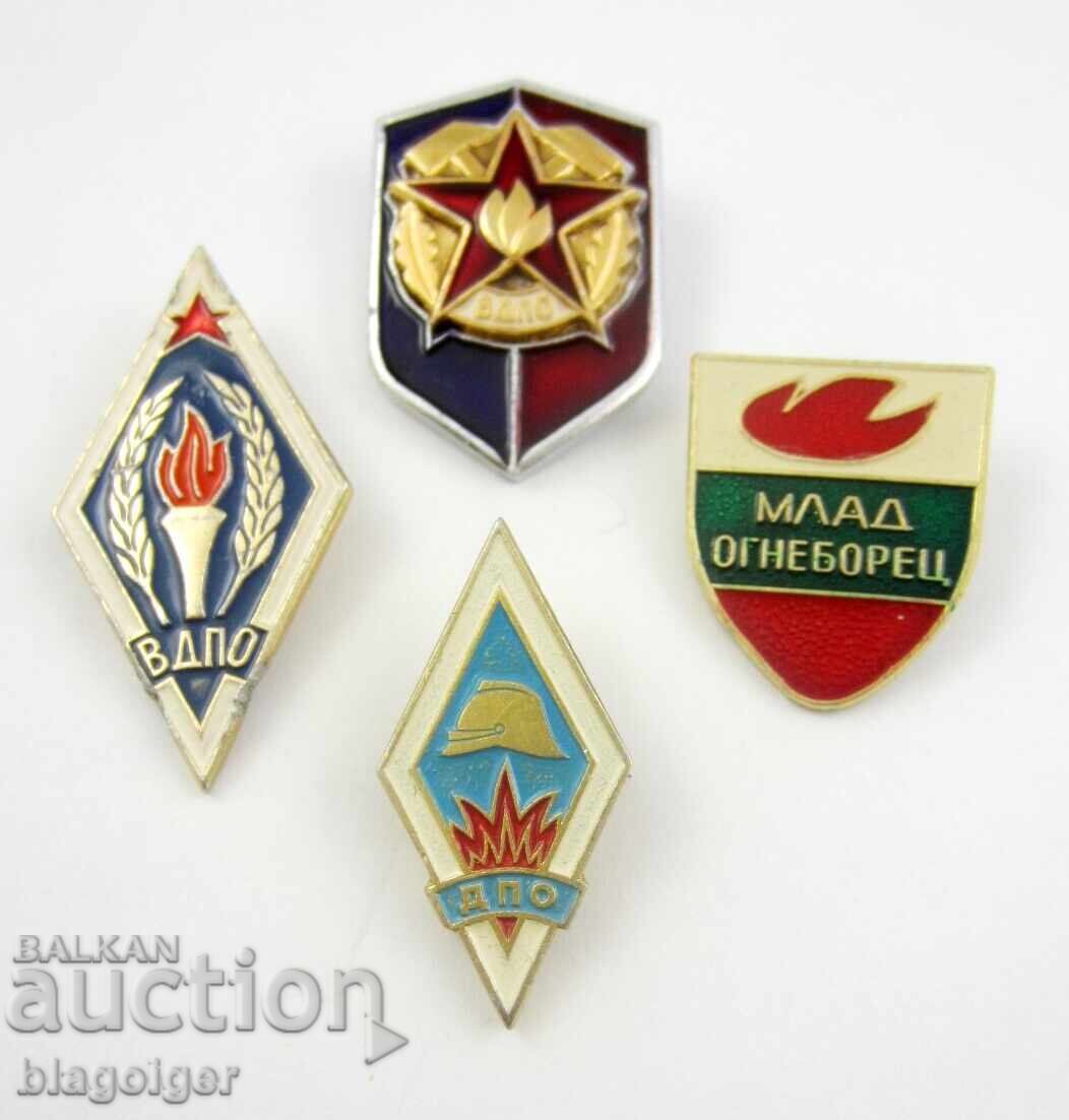 Lot of 4 Firefighter Badges - DPO - VDP - Socialist Era