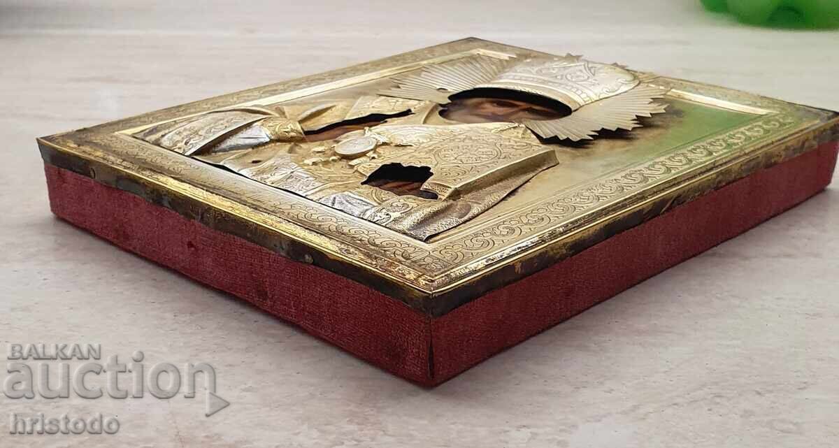Руска царска сребърна икона 84 Св.Николай - 6
