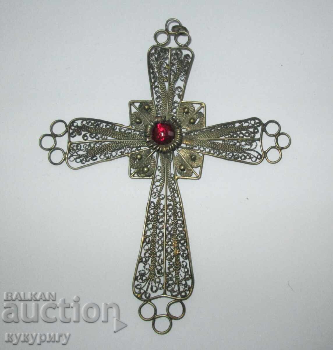 Μεγάλος, παλαιός, θρησκευτικός σταυρός φιλιγκράν