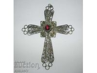 Cruce religioasă filigranată mare, veche, filigran