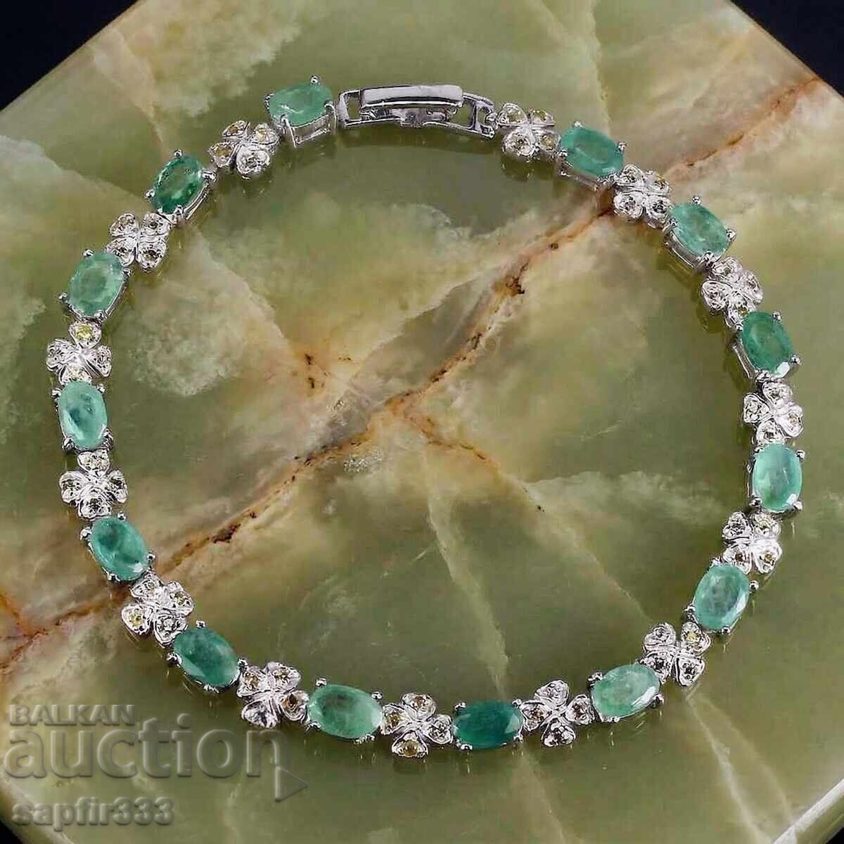 BRĂȚARĂ DESIGNER CU SMARALDE ȘI SAFIRE NATURALE