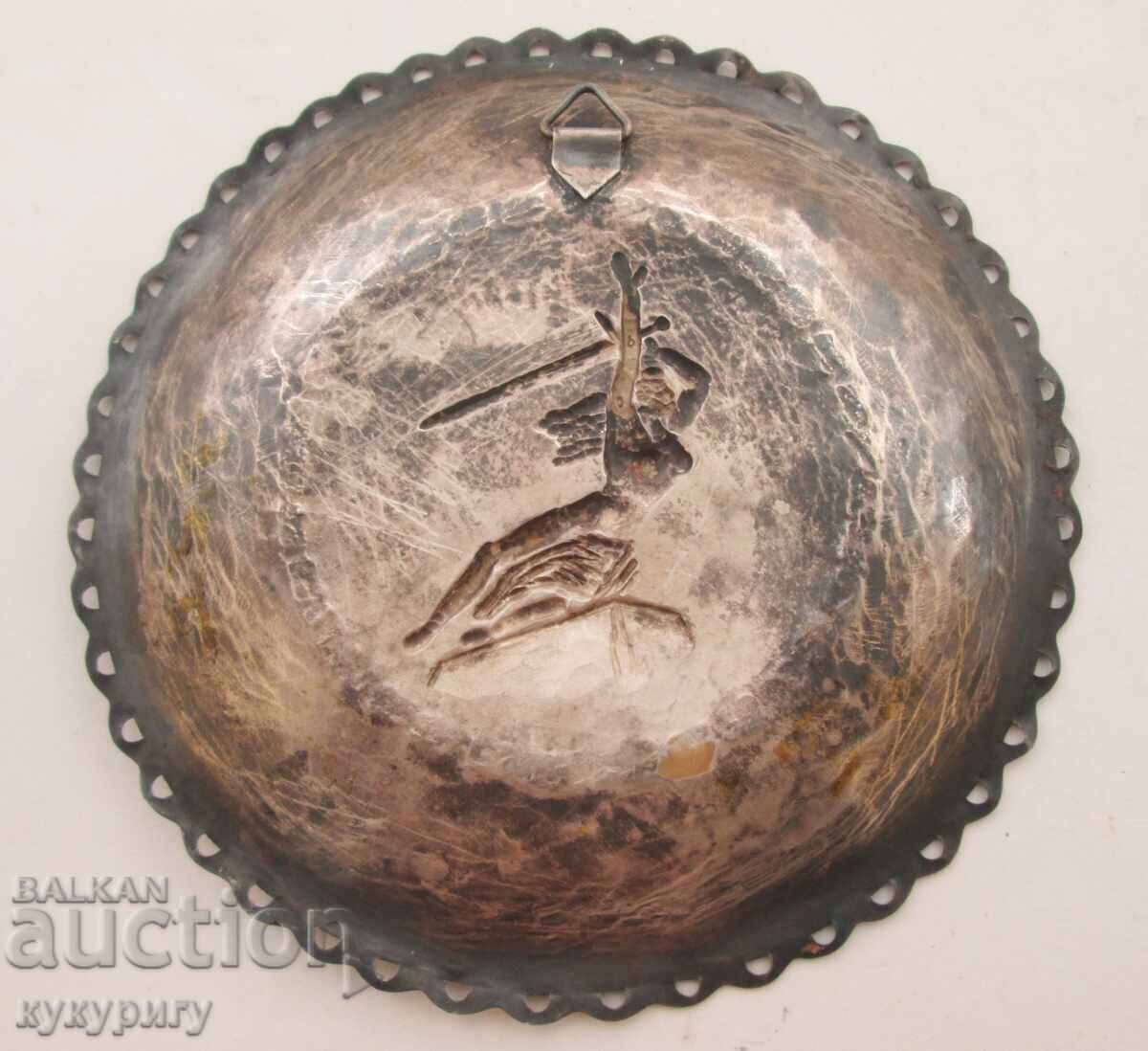 Auction Old handmade metal wall plate with a mermaid Auction Old handmade metal wall plate with a mermaid