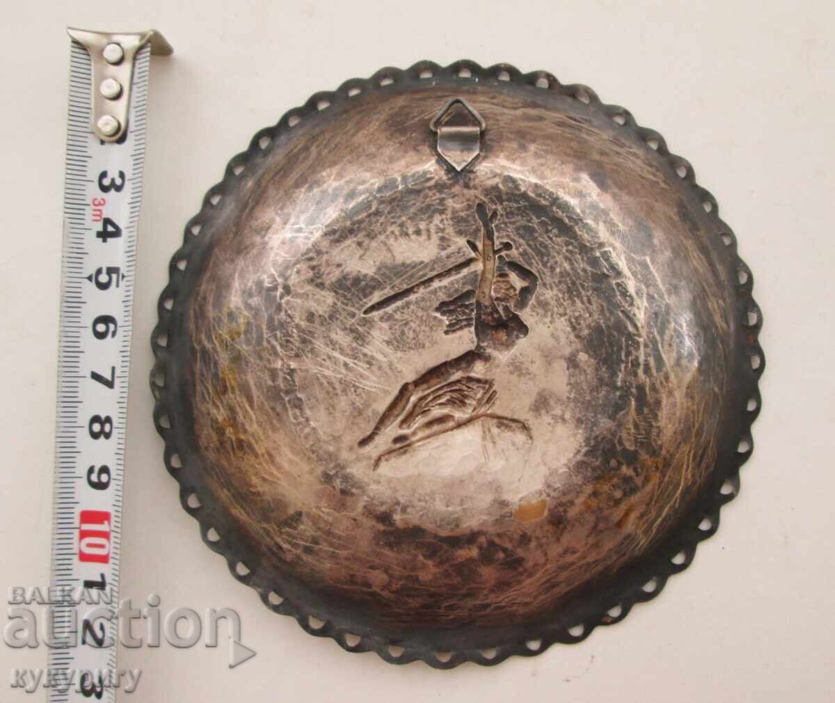 Delivery of Old handmade metal wall plate with a mermaid Delivery of Old handmade metal wall plate with a mermaid