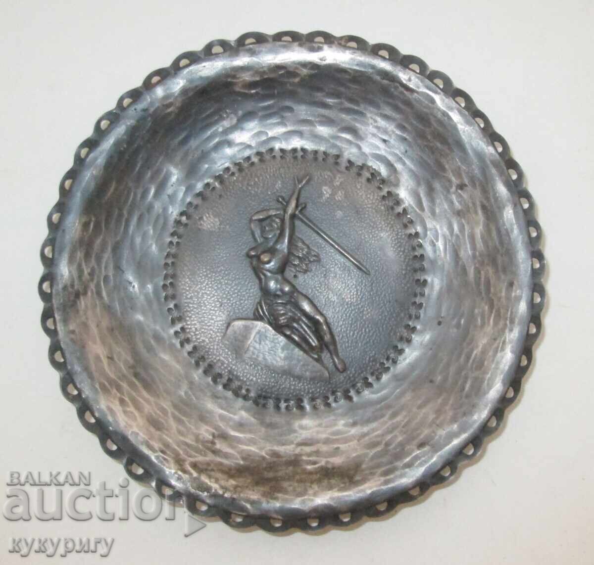 Old handmade metal wall plate with a mermaid - 6 Old handmade metal wall plate with a mermaid - 6