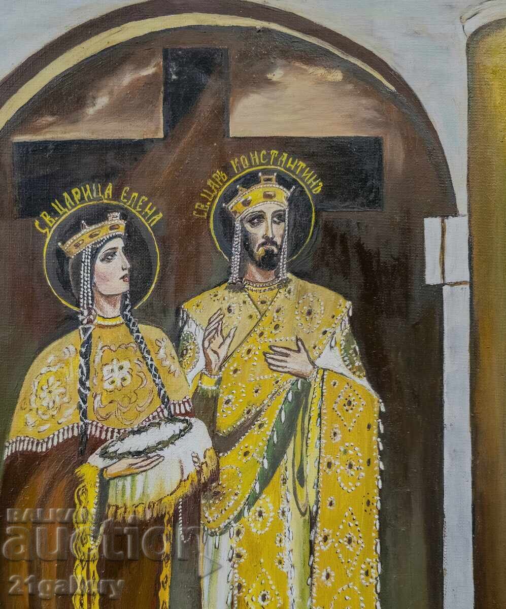 Oil painting, religious theme, St. Constantine and Helen - 7