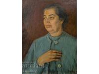 Female portrait painting oil paints signed 1966