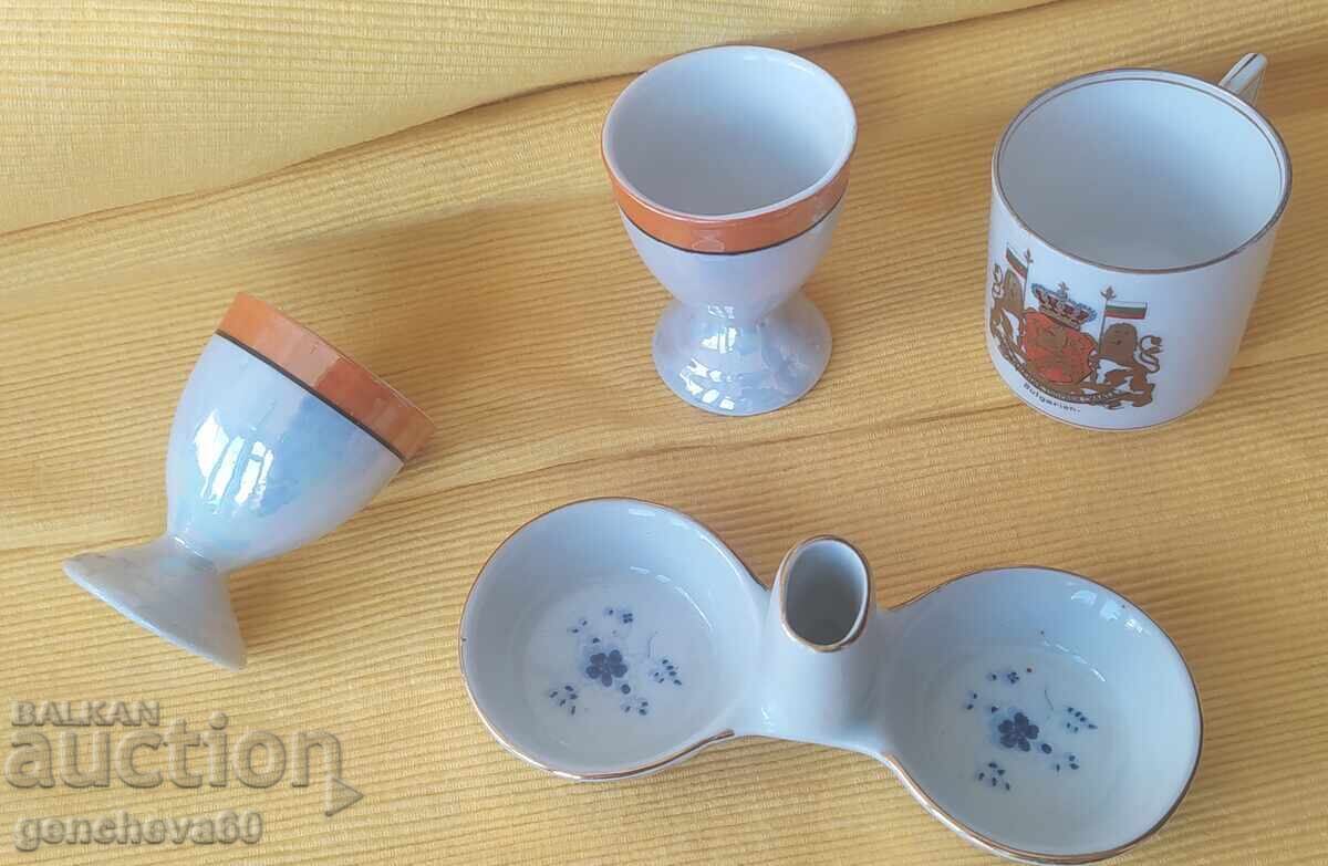 Доставка на Антикварна порцеланова солница Вида и чашки за яйца