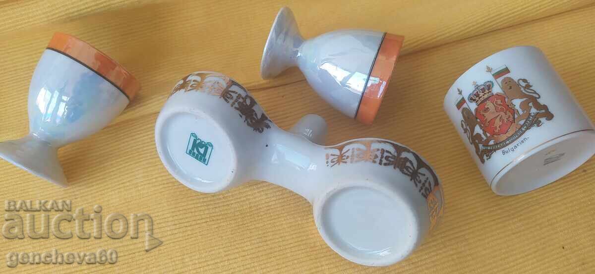 Antique porcelain salt shaker Vida and egg cups - 7