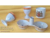 Săritoare de porțelan antic Vida și cești pentru ouă