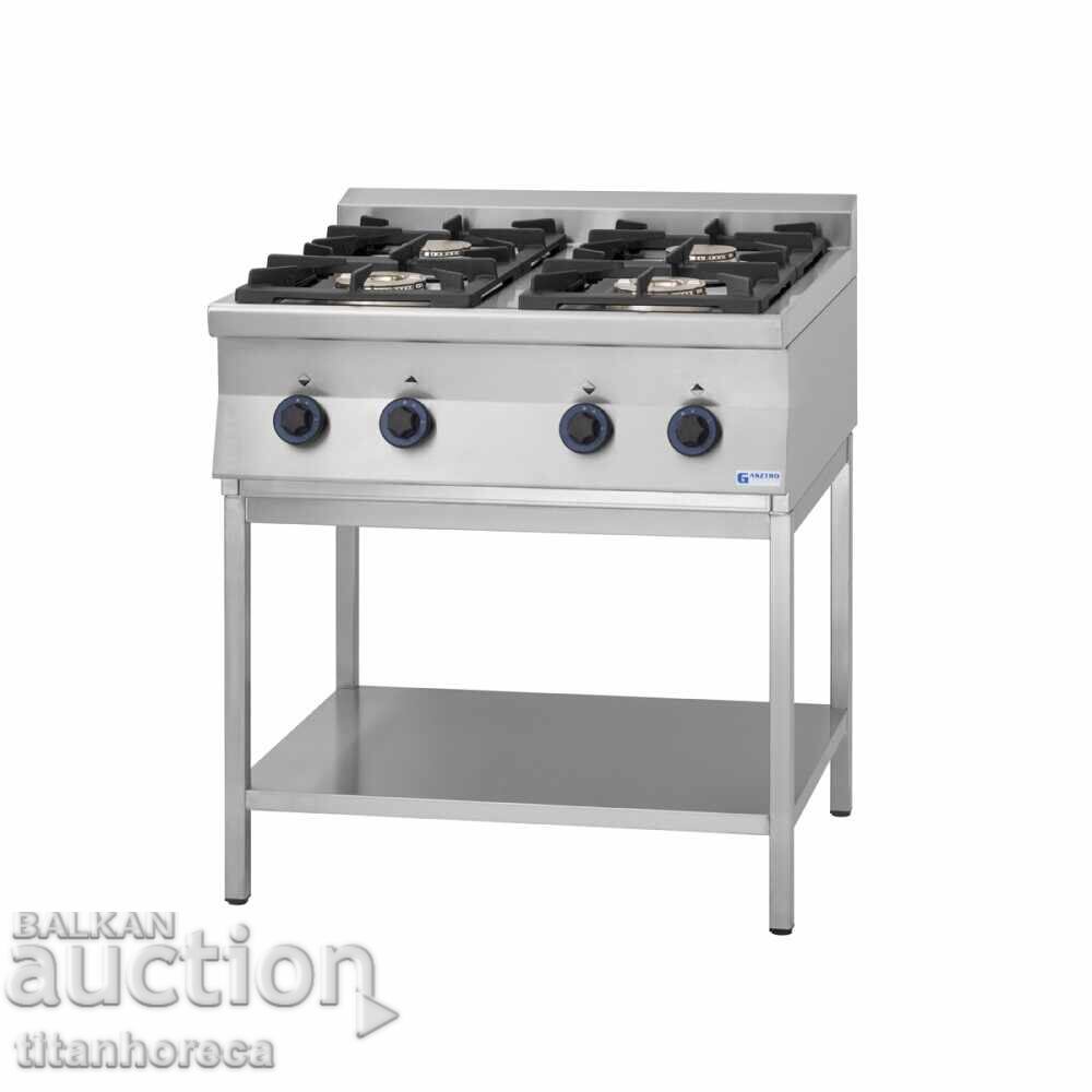 Professional gas stove with 4 burners and 27.2 kW power