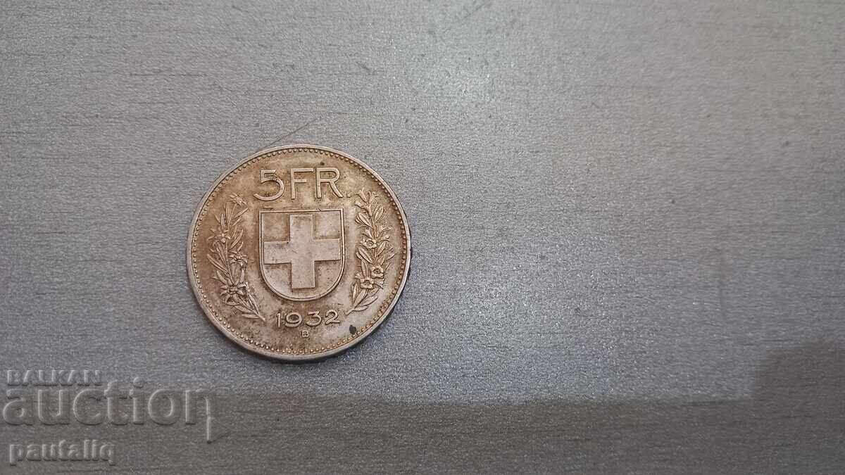 5 Φράγκα 1932 γρ Γράμμα Β με τιμή 40.00 BGN | € 20.45