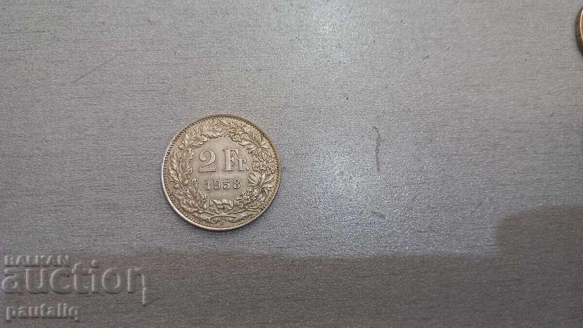 2 Франка  1958 г Буква В с цена 32.00 лв. | € 16.36