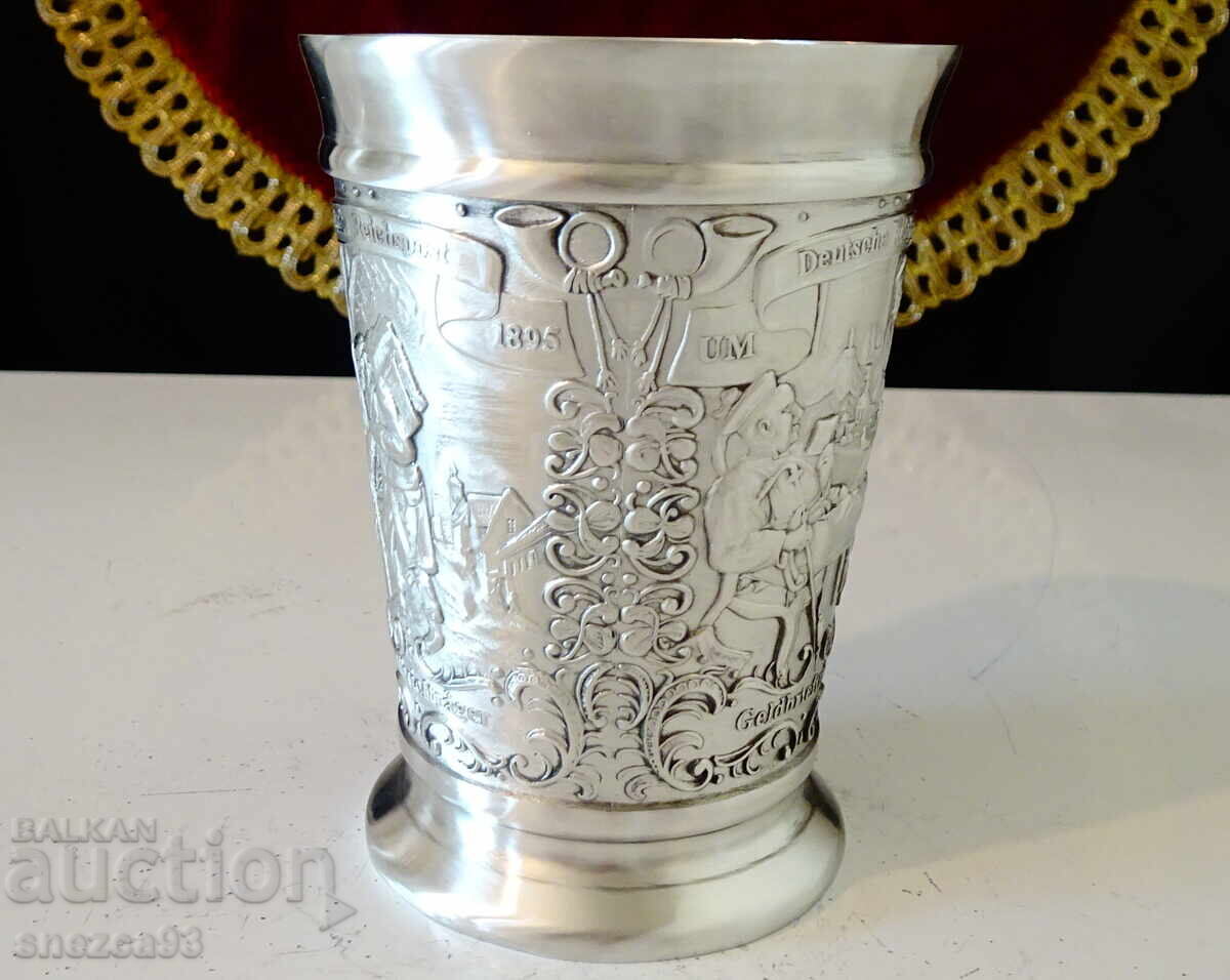 Чаша от калай за вино с пощальони. - 6