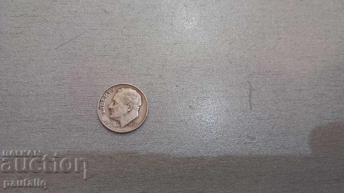 10 cents 1951 USA with price 8.00 BGN | € 4.09